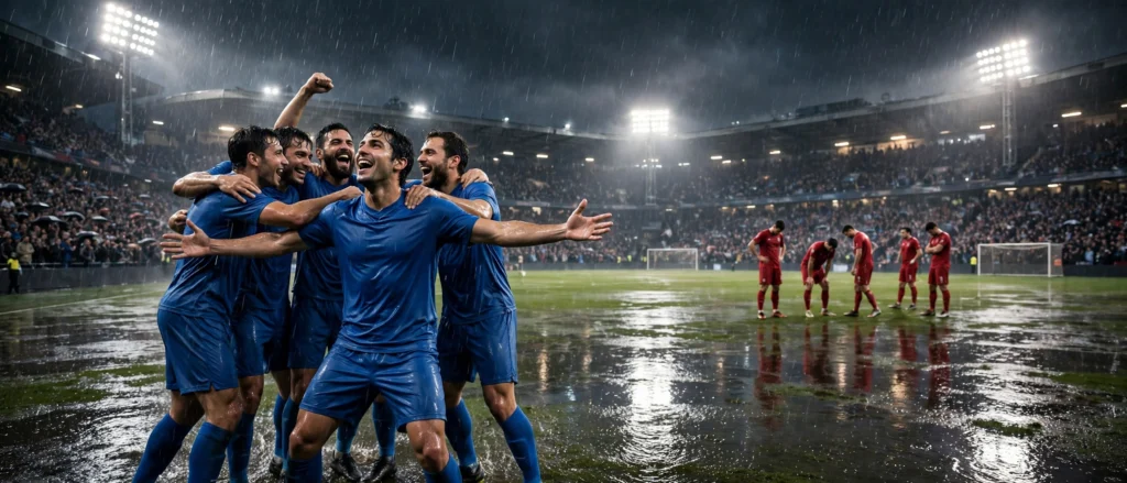 نتيجة مباراة تشيلسي ضد مانشستر يونايتد 2-0 — احتفال لاعبي تشيلسي بهدف روجرز في ستامفورد بريدج